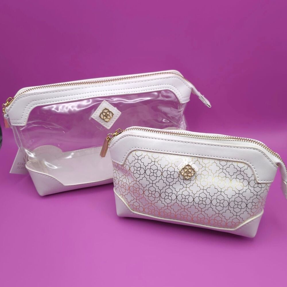 KENDRA SCOTT New Duo Cosmetic Pouch Bags 2pc Set Cosmetic Makeup Zip Case